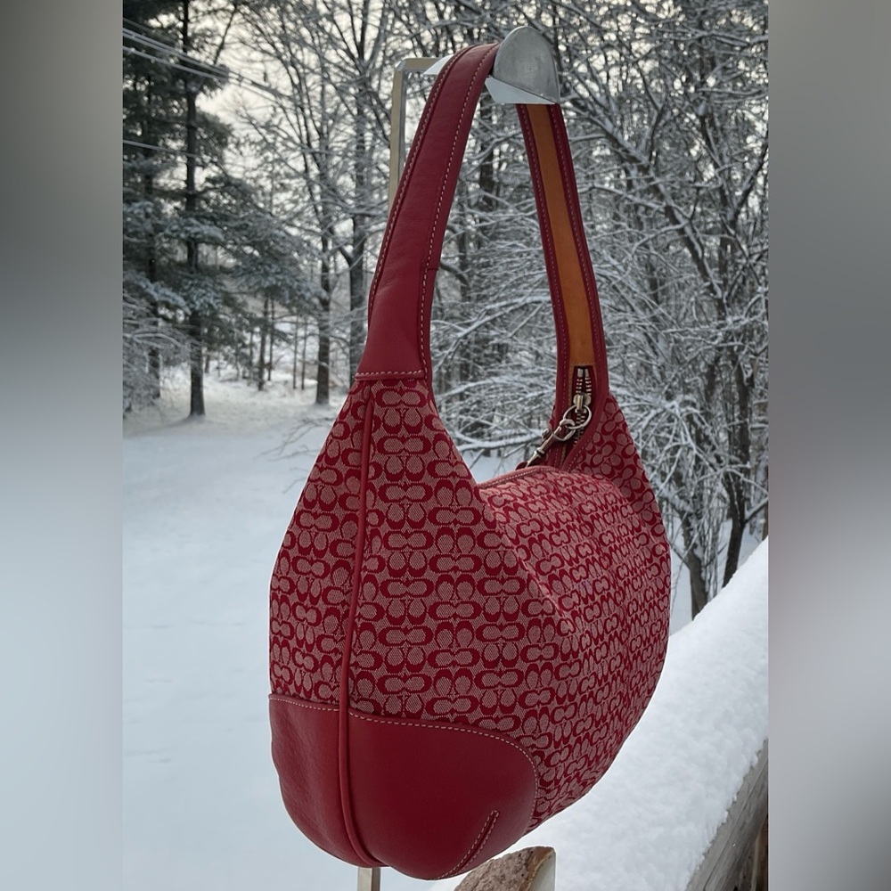 COACH Vintage 6617 Ergo Hobo – Y2K Red Signature – EUC! ✨ - Picture 3 of 12
